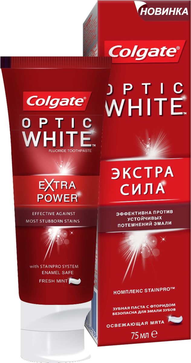 Сила 75. Colgate зубная паста 75мл Optic White. Colgate Optic White Экстра сила зубная паста 75мл. Колгейт оптик Вайт зубная паста 75. Colgate Optic White зубная паста 75 ml.